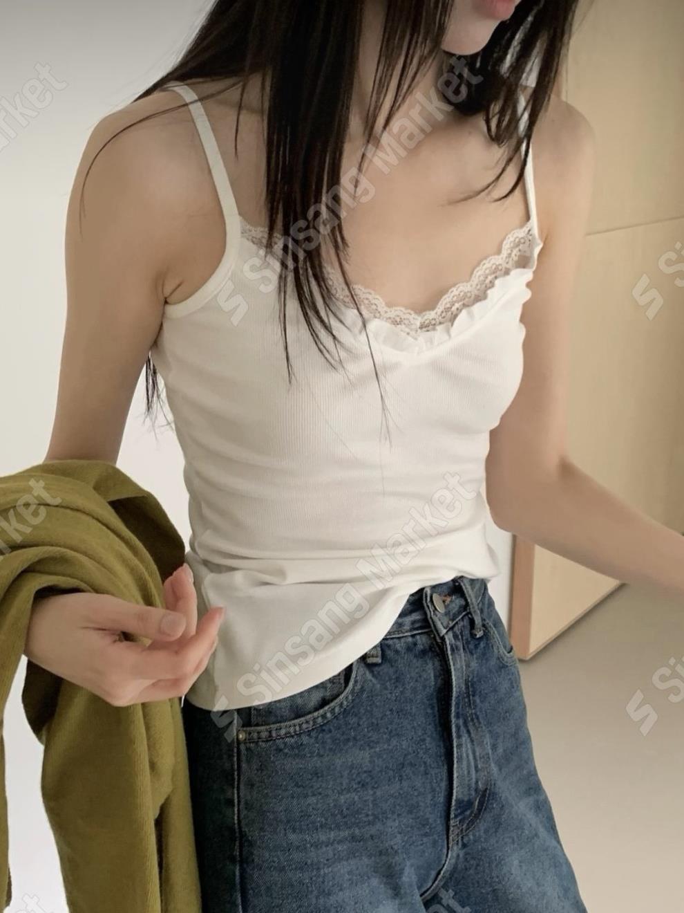 細肩荷葉蕾絲背心